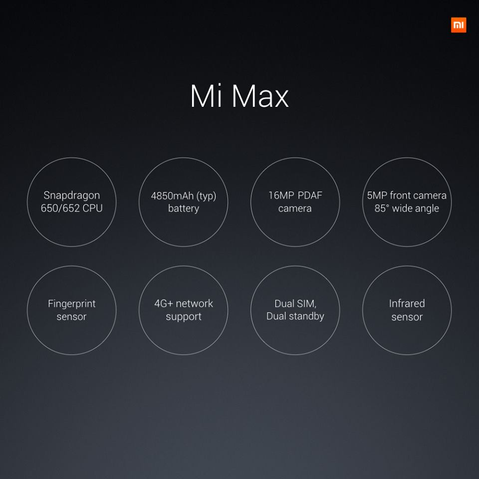 Xiaomi Mi Max, Daten, Display 6,44 , Kamera 16MP, Touch ID MIUI 8