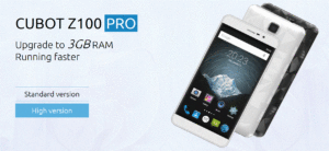 Cubot Z100 PRO – 5.0 Zoll HD China-Smartphone mit allen LTE Bändern, MTK6735 Quad Core Prozessor, 3GB RAM + 16GB ROM und 8MP+5MP Kameras