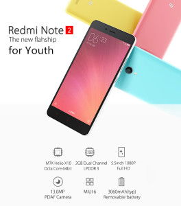 Xiaomi Redmi Note 2 – günstiges 5.5 Zoll Smartphone mit Helio X10 2.0GHz und Full HD Display