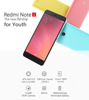 Xiaomi Redmi Note 2 – günstiges 5.5 Zoll Smartphone mit Helio X10 2.0GHz und Full HD Display