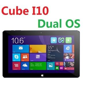 Cube I10 10.6 Zoll Dual Boot WXGA Tablet PC mit Android 4.4 + Windows 10, Intel Z3735 Quad Core 1.8GHz, 2GB RAM, 32GB Speicher, 2MP+0.2MP Kameras, 6.600mAh Akku