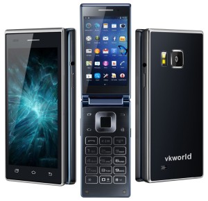 VKWORLD T2 – 4.02 Zoll 3G FWVGA Flip Smartphone mit Android 5.1, MTK6580 Quad Core 1.3GHz, 1GB RAM, 8GB Speicher, 13MP & 5MP Kameras, 2.050mAh Akku
